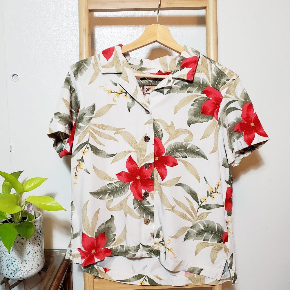 Tropical Button Up Hawaiian Floral Shirt